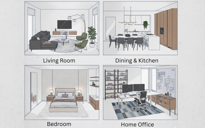 modern furniture ideas for different rooms gurgaon