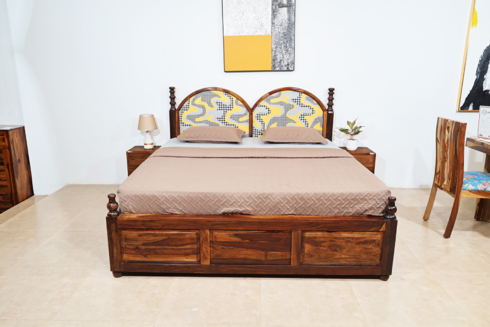 Rubik King Size Bed With Hydraulic Storage